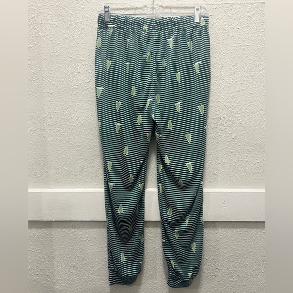 Life is Good Soft Christmas Green Stripe and Tree Print Pajama Joggers NWOT S - Picture 4 of 5